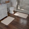 Hastings Home 2-piece Bathroom Rug Set, Memory Foam Mats, Jacquard Fleece Non-Slip Absorbent Runner, Ivory 697557XSC